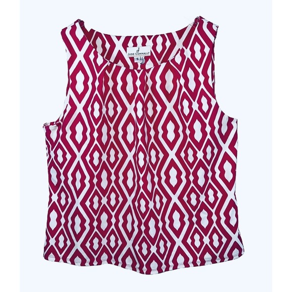 Jude Connally Size S Small #388 Tank Top Sleeveless Blouse Jude Cloth Pink White - Picture 1 of 5